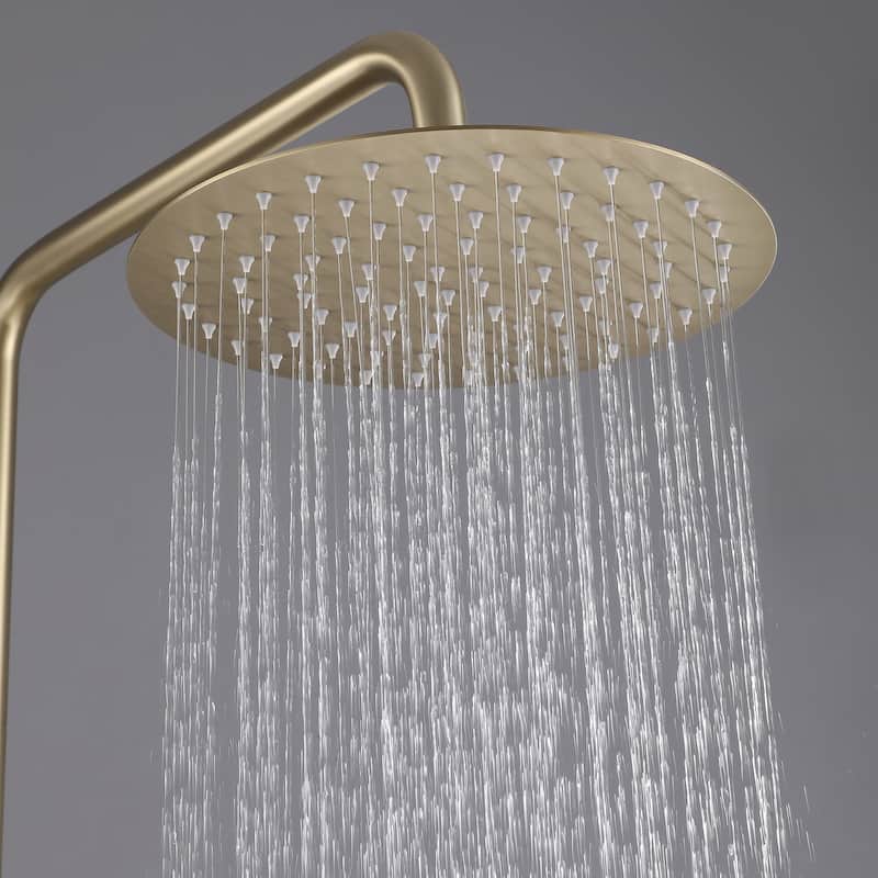 Outdoor 10 Inch Round Rain Shower Set with Handheld Shower (Adjustable Slider)