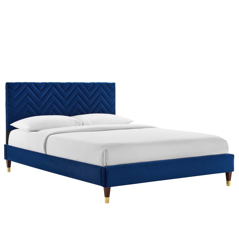 Leah Chevron Tufted Performance Velvet Queen Platform Bed