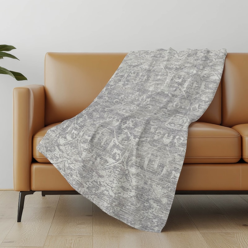 Premium Machine Washable ASB40 Vintage Global Sherpa Throw Blanket - Gray - 4'2" x 5'10"