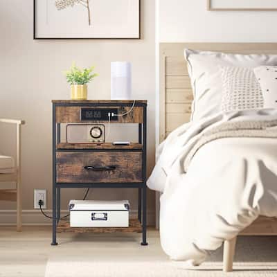 Nightstand with Charging Station with Drawer