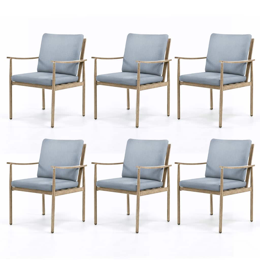 SleekLine 6-Piece Aluminum Patio Dining Chairs with Cushions