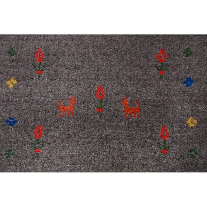 Hand Knotted Oriental 100% Wool Carpet Tribal Tribal Greys & Charcoal Gabbeh Area Rug - 10' 1'' X 8' 5''