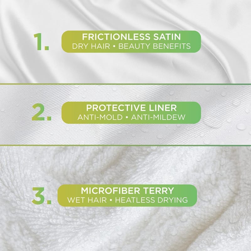 NIGHT Wet/Dry Reversible Satin & Terry Pillowcase, S/Q, White