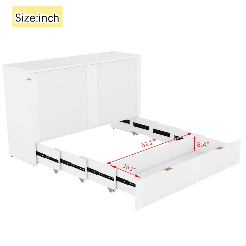 Queen Size Murphy Bed Wall Bed with drawer and a set of Sockets