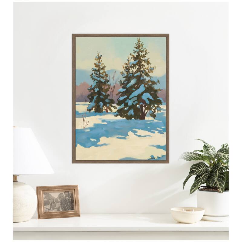 Kate and Laurel Morning Snow by Mary Sparrow Framed Canvas Wall Art Print