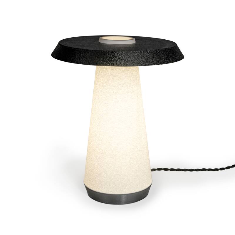 Enzo 12.25" Mid-Century Minimalist Plant-Based PLA 3D Printed Dimmable LED Table Lamp, by JONATHAN Y