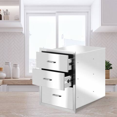 Stainless Steel Three-Drawing, Ranging In Size Courtyard Oven Drawer