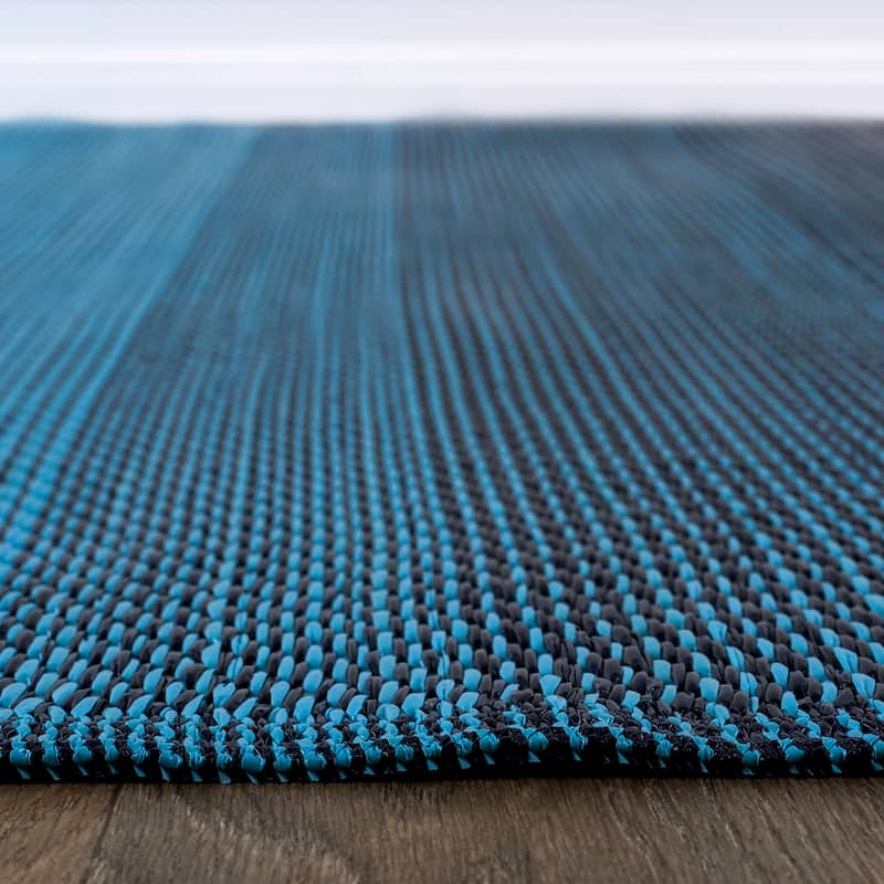 World Rug Gallery Contemporary Stripe Shade Geometric Reversible Recycled Plastic Outdoor Rugs