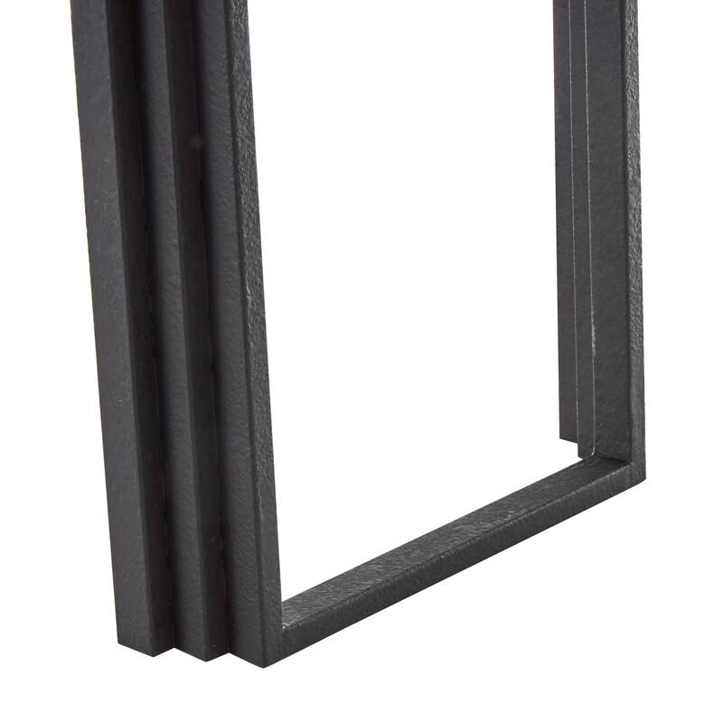 Black Metal Layered Arch Console Table with Brown Tabletop