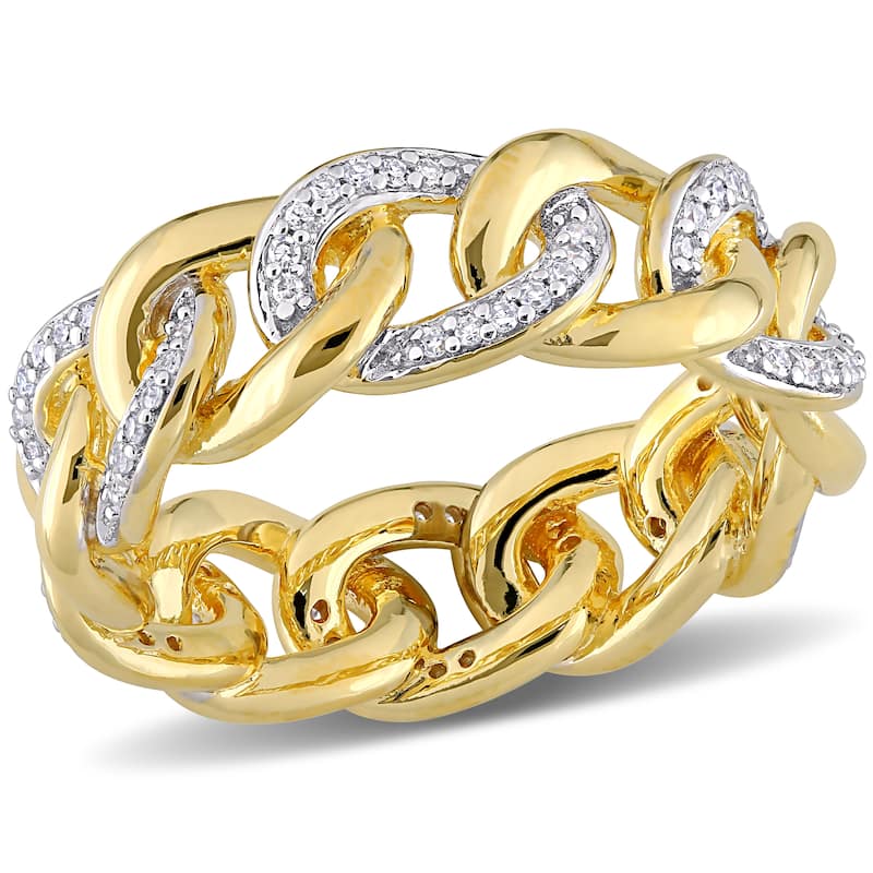 Miadora 1/4ct TDW Diamond Link Ring in Yellow Silver