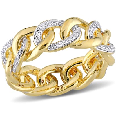 Miadora 1/4ct TDW Diamond Link Ring in Yellow Silver