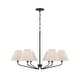preview thumbnail 1 of 2, 34" W x 22.5" H 6-Light Angular Chandelier with Tapered White Fabric Shades - 34"W x 22.25"H Espresso