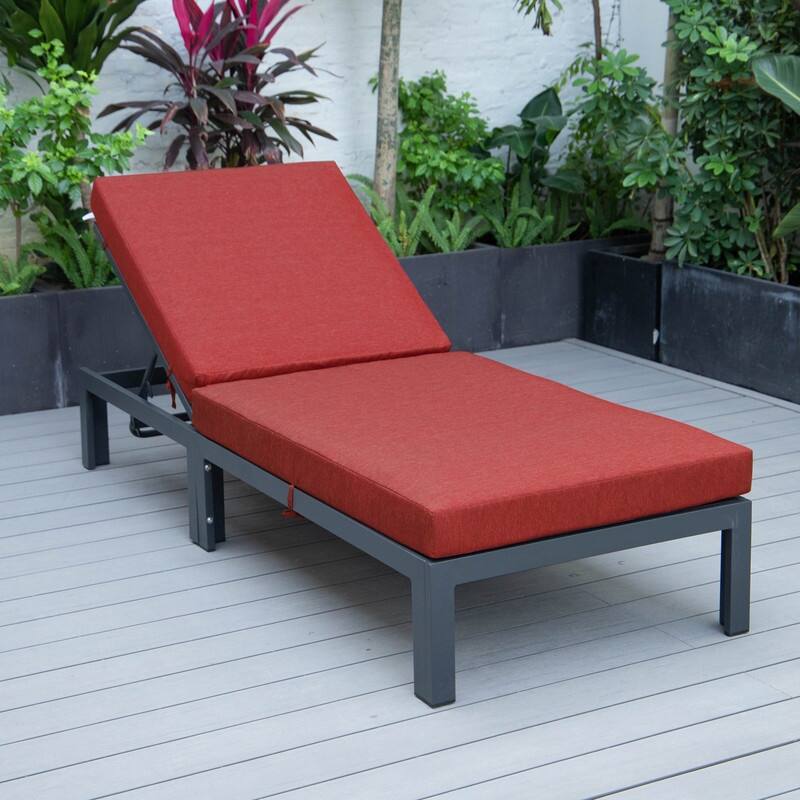 Chelsea Heavy-Duty Aluminum Outdoor Chaise Lounge with Machine-Washable Fade-Resistant Cushions, Lay-Flat Design