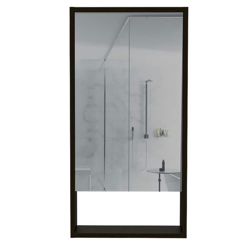 Medicine Cabinet - Large Mirror, Single Door, 2 Interior Shelves, 1 External Shelf, Wall-Mounted Storage