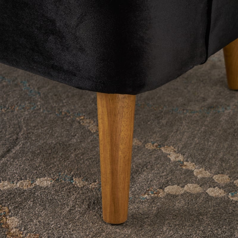 Roomfitters Modern Velvet Accent Chair, Upholstered Barrel Chair with Wooden Legs