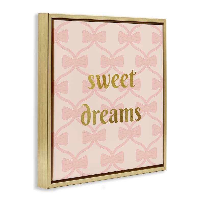 Stupell Pastel Bows & Sweet Dreams Framed Floater Canvas Wall Art Design By Sazerelli Designs