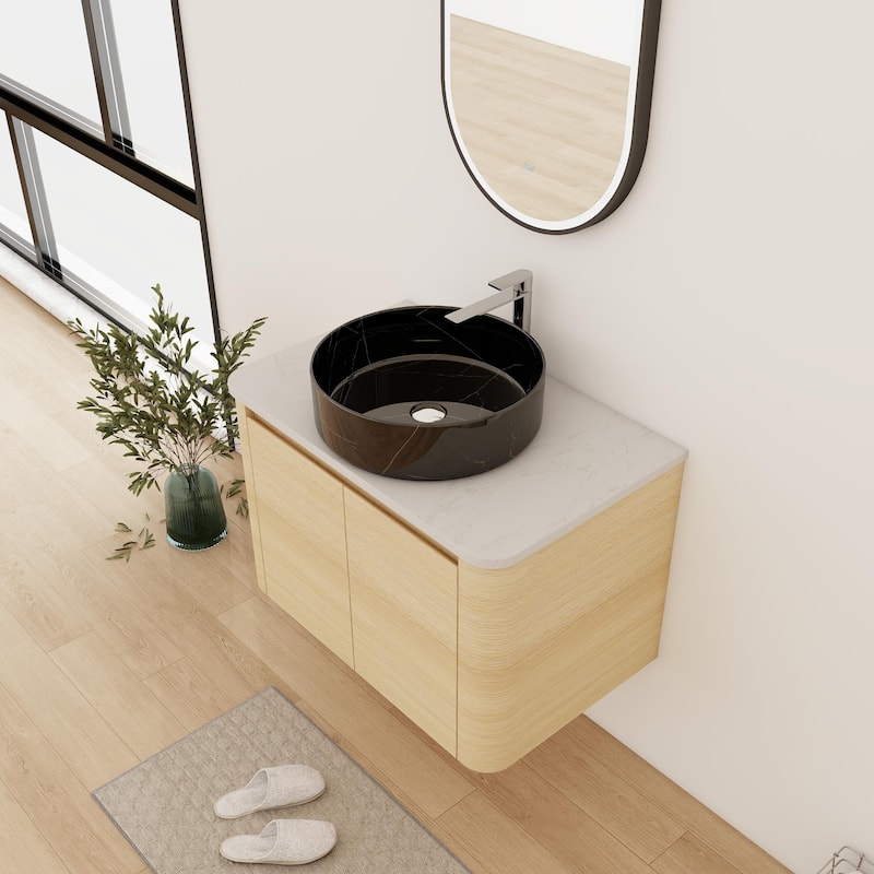Bathroom Vanity With Sink In 24/30 Inch, Floating Bathroom Vanity With Soft Close Door