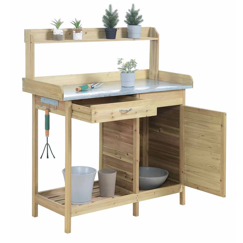 Convenience Concepts Deluxe 1 Drawer Potting Bench with Storage Cabinet and Shelves