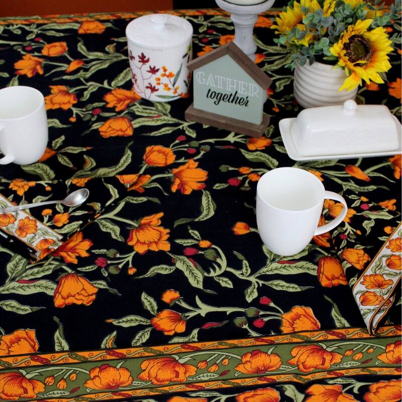 Affluent French Country Floral Cotton Tablecloth Square, Rectangle