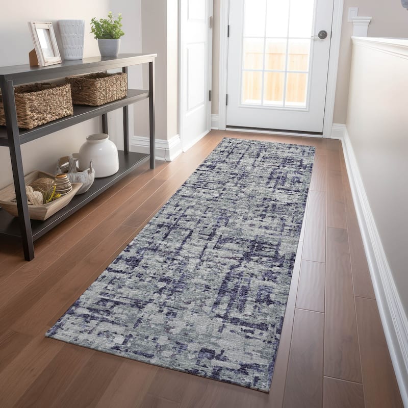 Premium Washable Super Soft Abstract Plaid Mayfield Rug - Purple - 2' 3" x 7' 6" - Runner