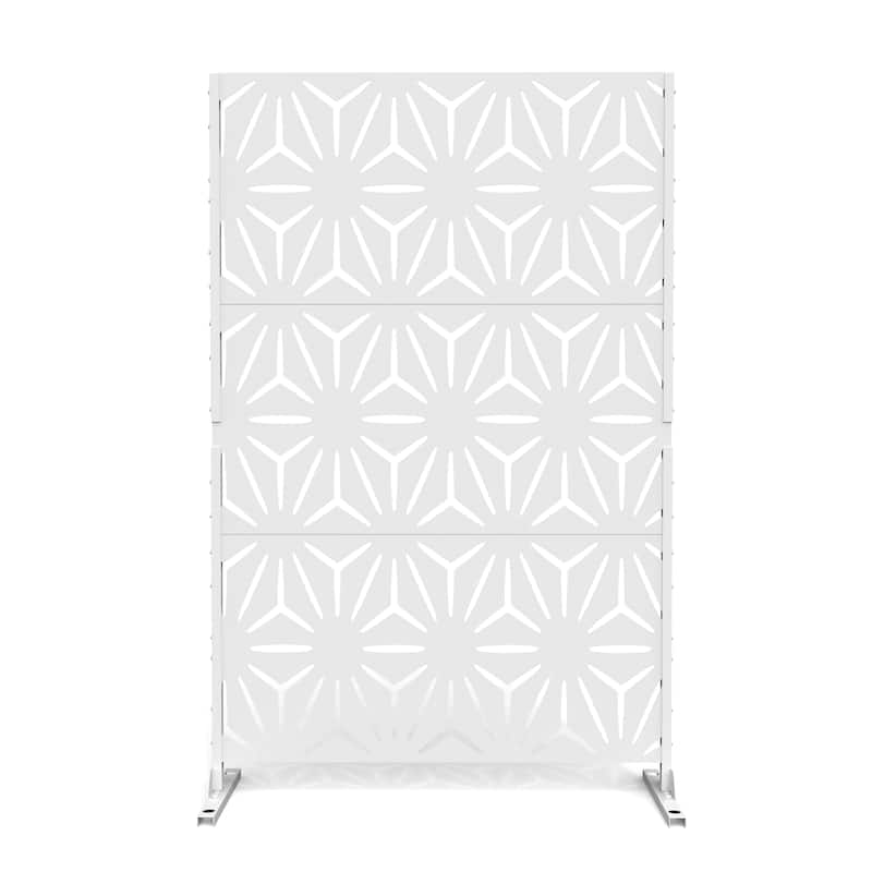 Outdoor Privacy Screen with Stand for Patio Garden Metal Fence
