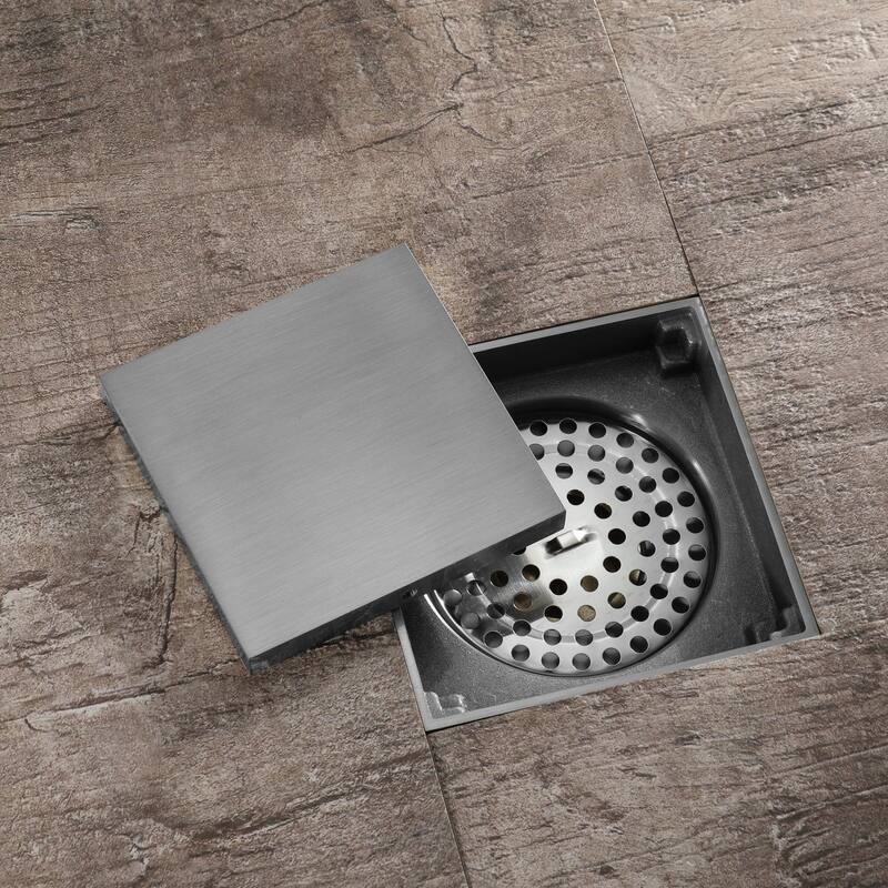 brushed nickel 4 inch brass material shower drain with ABS base - 4 x 4