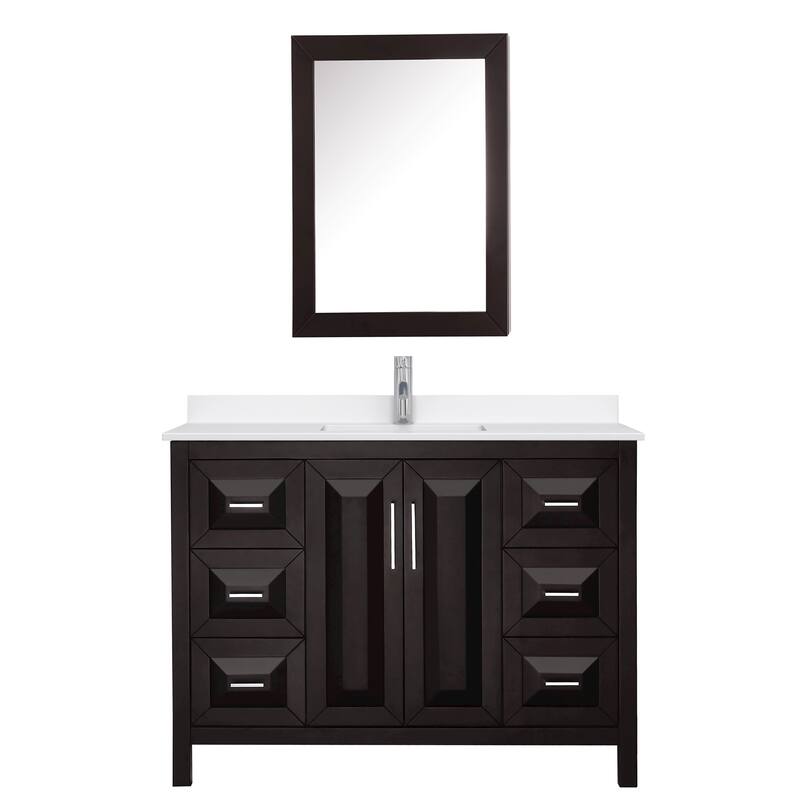 Daria 48-inch Single Vanity, Single Hole Quartz Top, Med Cabinet