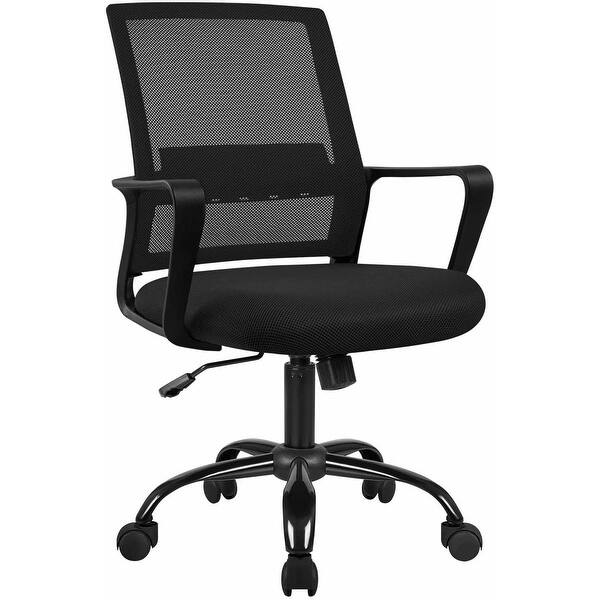 Ergonomic Computer Chair Home Office Chair Mesh Task Chairs Mid Back Desk  Chair with Lumbar Support, Modern Height Adjustable Executive Chair Swivel  Rolling Chairs for Adults, Black 