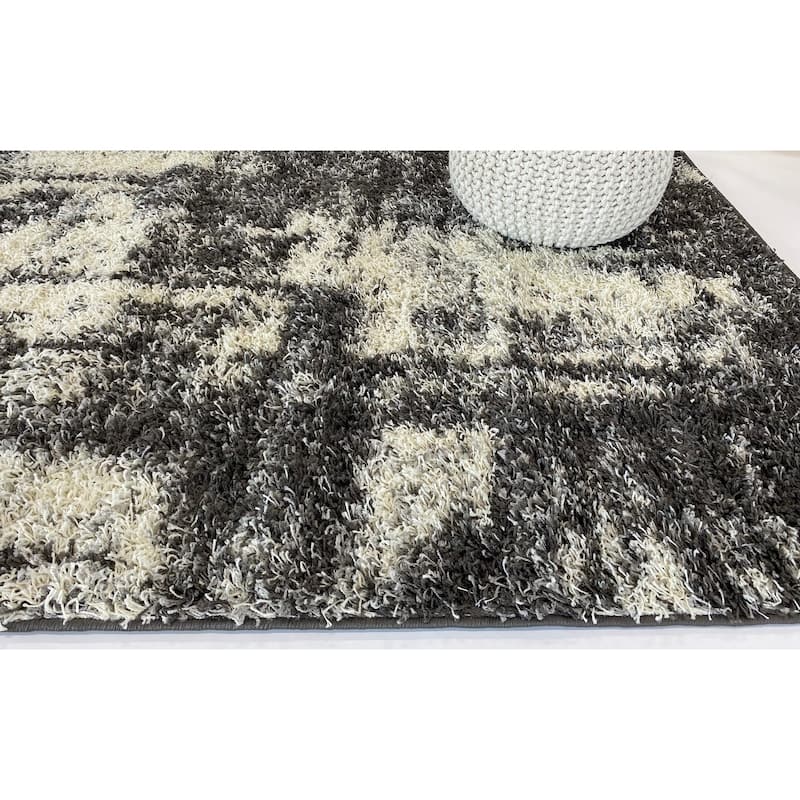World Rug Gallery Modern Abstract Soft Plush Shag Area Rug