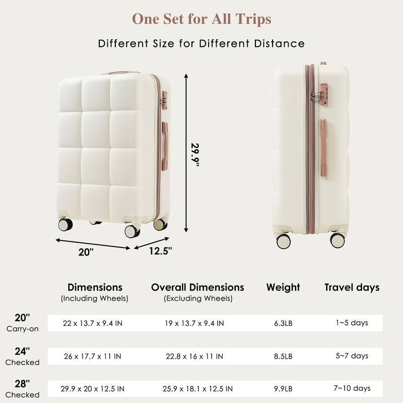 Durable ABS 4-Piece Luggage Set with USB Port, Expandable Suitcases, Spinner Wheels, Cup Holder & Travel Bag