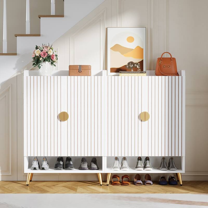 6-Tier Shoe Cabinet with Doors, Wooden Shoes Rack with Adjustable Shelves, Shoe Storage Organizer for Entryway