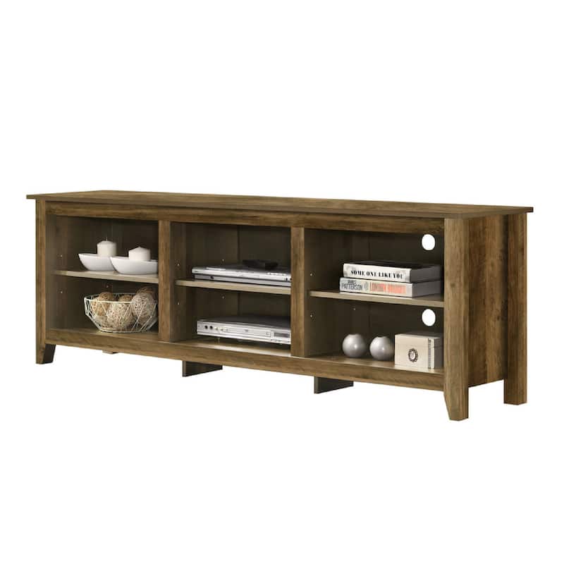 Nitto TV Stand Media Cabinet, Adjustable Shelves, Oak Brown 70 Inch