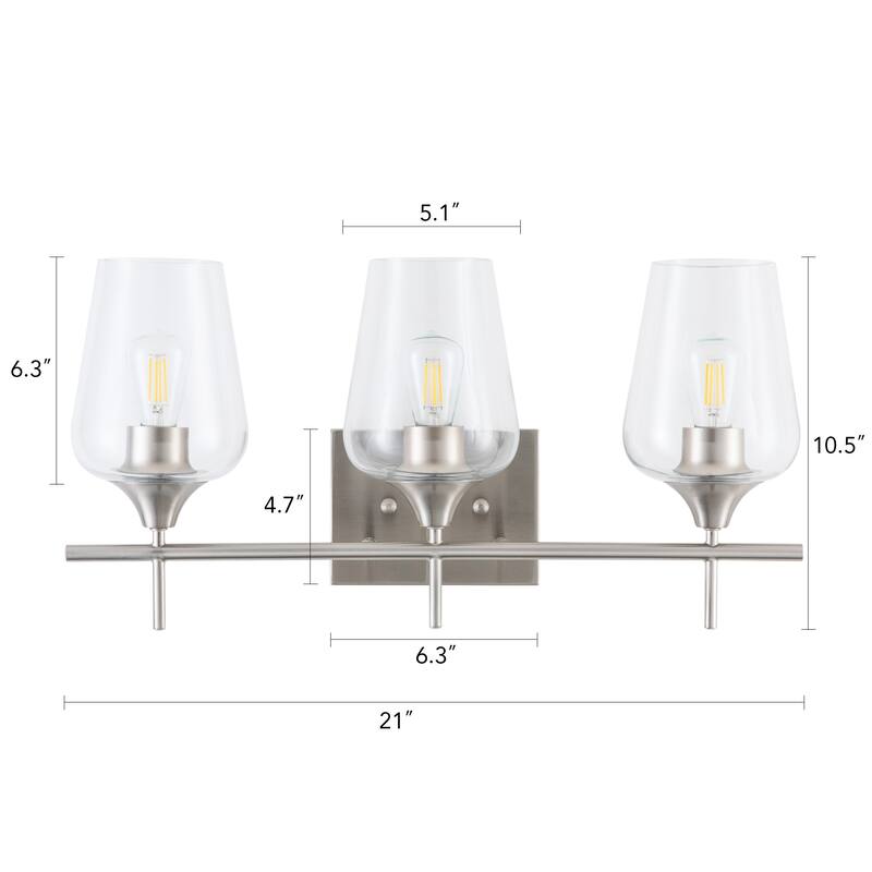 CO-Z Wall Sconce Vanity Lights with Glass Shade 2-Light/3-Light - Brushed Nickel - Brushed Nickel