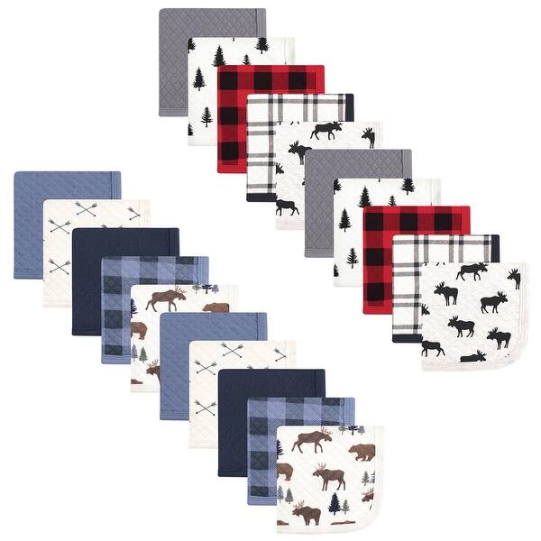 slide 1 of 1, Hudson Baby Infant Boy 20Pc Quilted Cotton Washcloths, Moose Moose Bear, One Size - Moose Moose Bear - One Size One Size - Moose Moose Bear