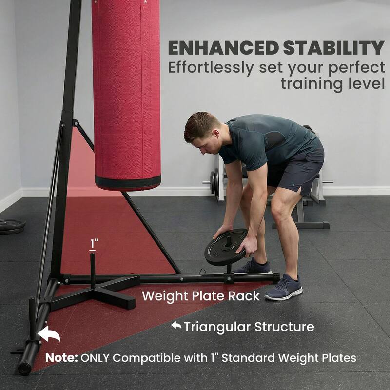 Soozier Punching Bag with Stand for Adults, 72.8"-90.9" Height Adjustable Freestanding Boxing Stand with Canvas Sandbag