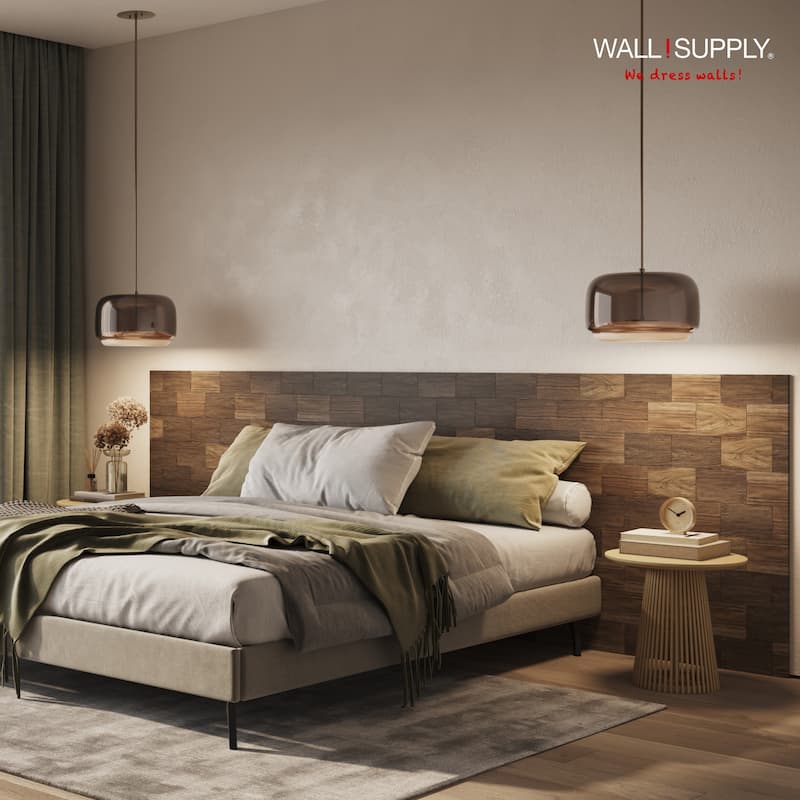 Wall!Supply UltraWood Teak Big Square Panels - Upcycled Teak Wood Wall Panels - Set of 10 Panels (9.68 sq ft)