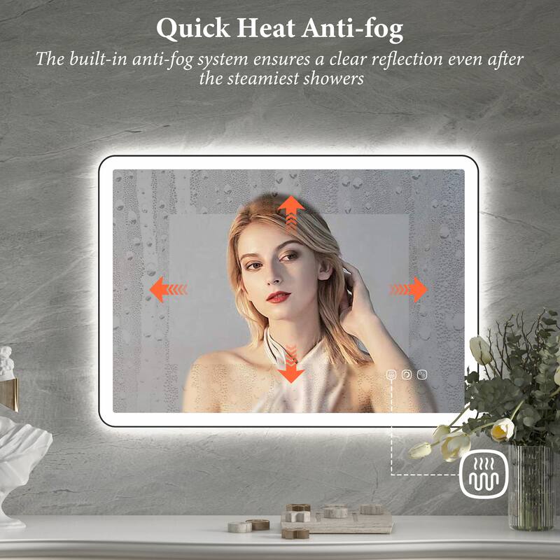 QuivaraView Luxury Aluminum Black Micro-arc Framed bathroom Vanity Wall Mounted LED lighted Mirror