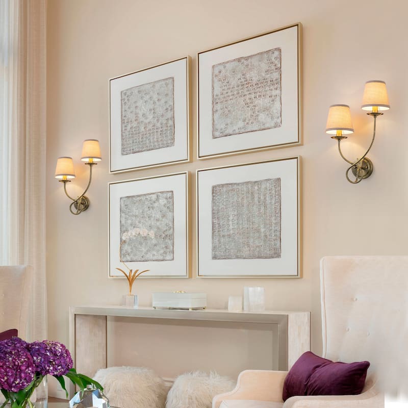 Antique Bronze Finish Wall Sconce with Trapezoid Linen Shade