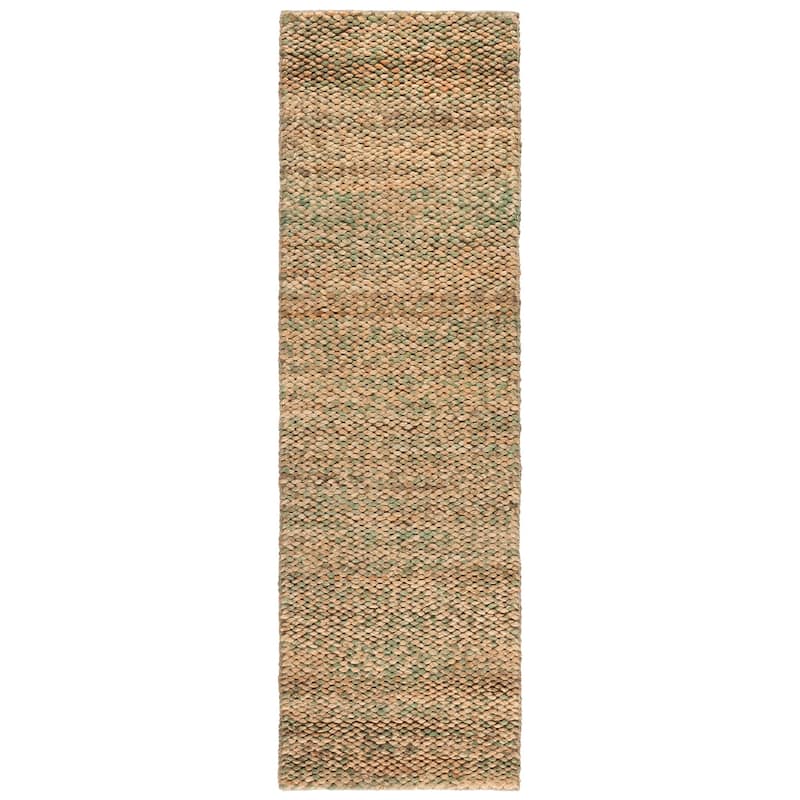 SAFAVIEH Handmade Natural Fiber Couture Francette Jute Rug - 2'3" x 8' Runner - Natural/Green