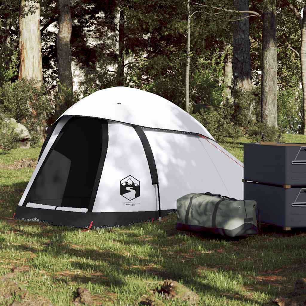 vidaXL Camping Tent Dome 1-Person White Blackout Fabric Waterproof - 48.0 x 96.1 x 91/96"