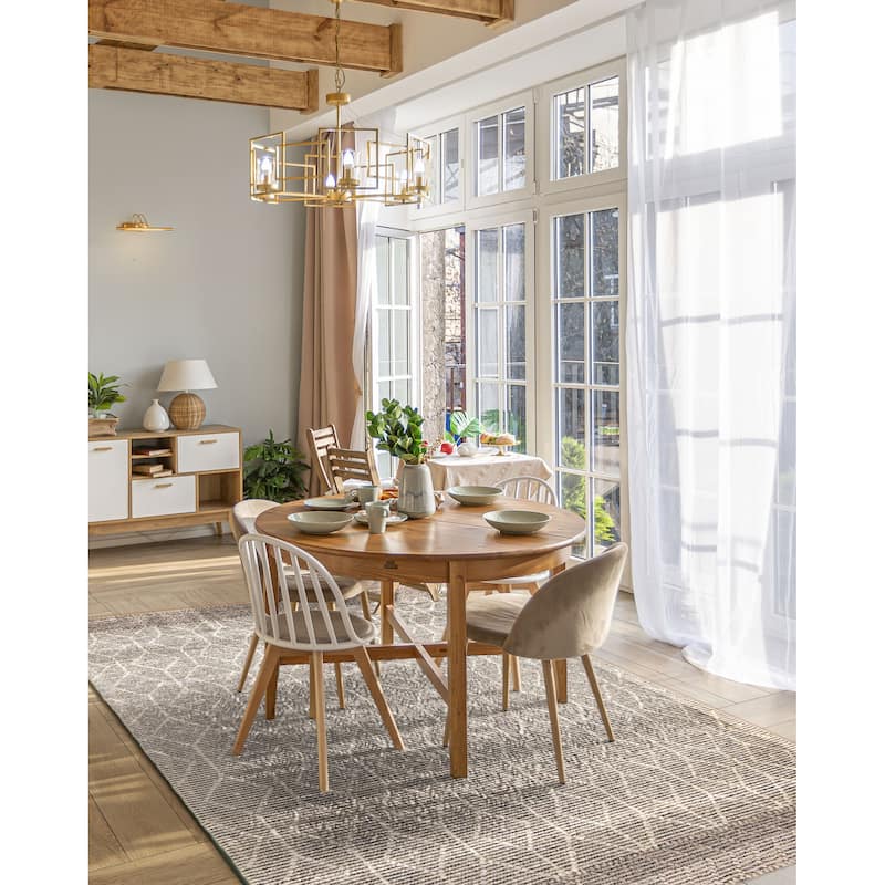 ECARPETGALLERY Braid weave Sienna Cream Wool Rug - 5'2 x 8'2