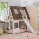 preview thumbnail 3 of 18, Twin Size House Bunk Bed with Window Roof and Ladder and Climbing Ramp For Home