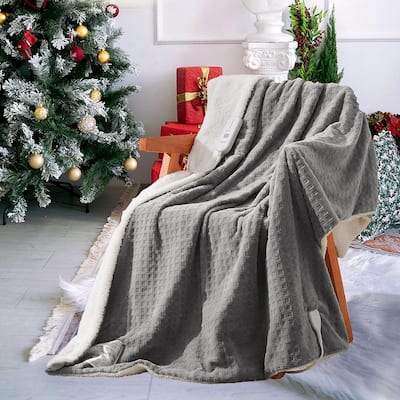 Heated Blanket Throw, Waffle Electric Blanket with 5 Heating Levels & Auto Off