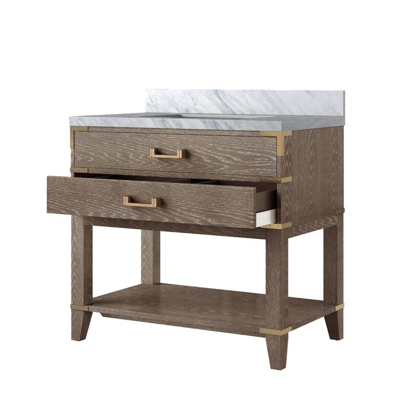 Norwalk Bath Vanity with Carrara Marble Top and Sink