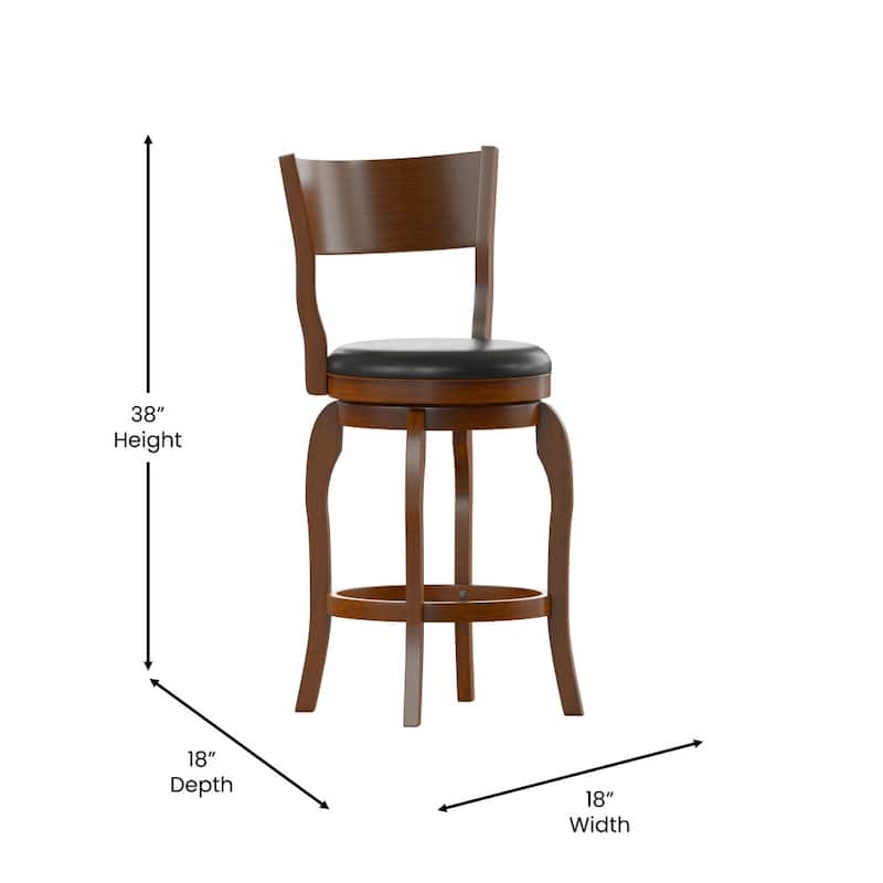 Commercial Upholstered Wooden Swivel Counter Stool