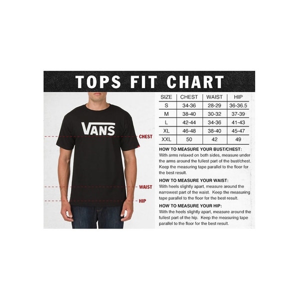 vans t shirt size chart 