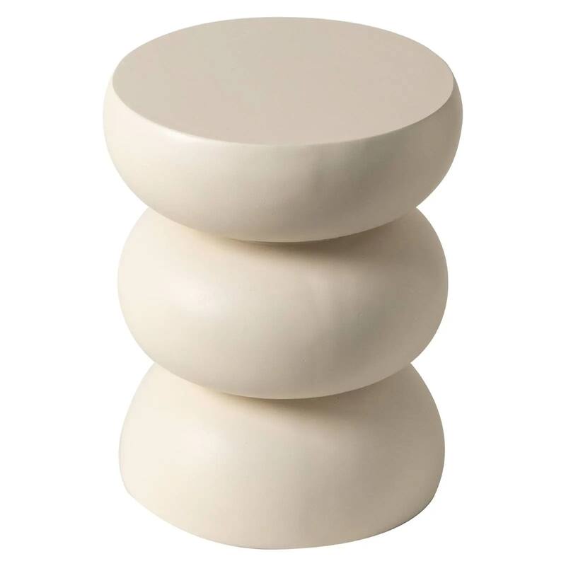 Sonia 13" Round Fiberstone Side Table with Three-Tier Design and Powder-Coated Finish