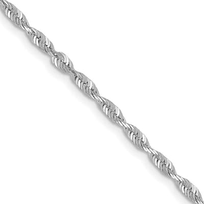 Curata 10k White Gold 2mm Diamond Cut Lightweight Rope Chain Necklace For Men
