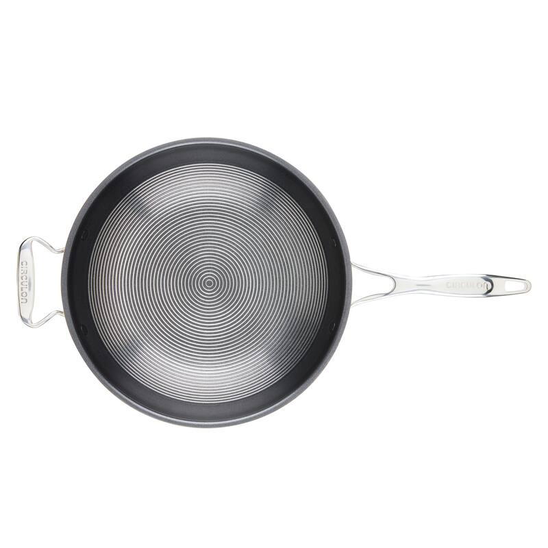 Circulon Clad Stainless Steel Induction Stir Fry Pan with Hybrid SteelShield and Nonstick Technology, 12.5-Inch, Silver
