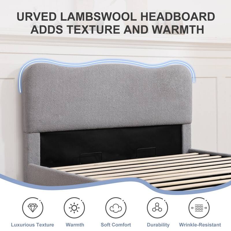 Hydraulic Lift Up Storage Upholstered Platform Bed